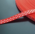 Lazo Algodon rojo topitos blancos Medida 10 mm 0,45 euros / metro